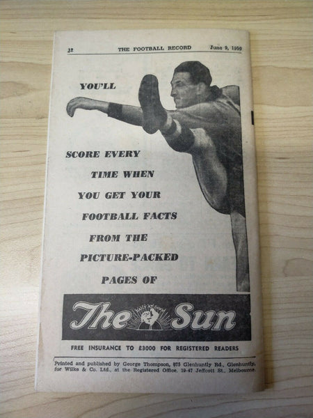VFL 1956 June 9 Football Record Fitzroy v Collingwood