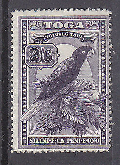 Tonga Pacific Islands SG 52 2/6 deep purple parrot bird Mint Hinged