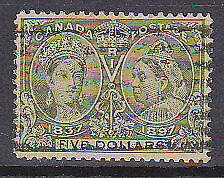 Canada SG 140 $5 olive-green Queen Victoria Jubilee Used