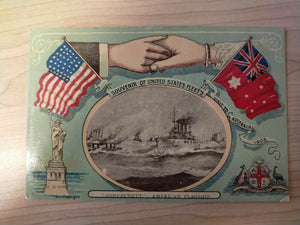 American Vintage Connecticut Flagship US Fleet Visit to Australia 1908 Postcard