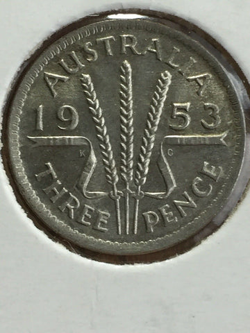 Australia 1953 Threepence 3d Uncirculated