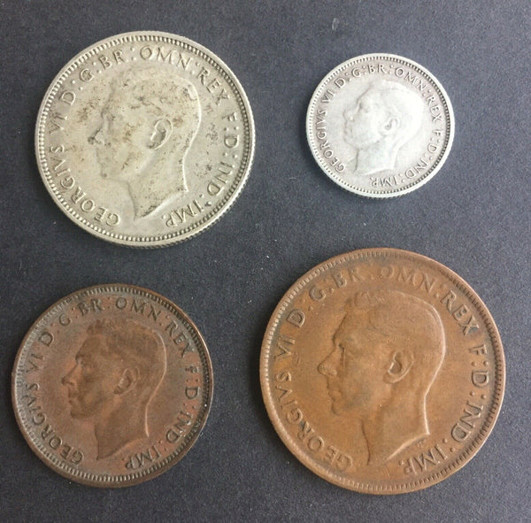 Australia 1945 Pre Decimal 4 Coin Set  IDEAL BIRTHDAY GIFT