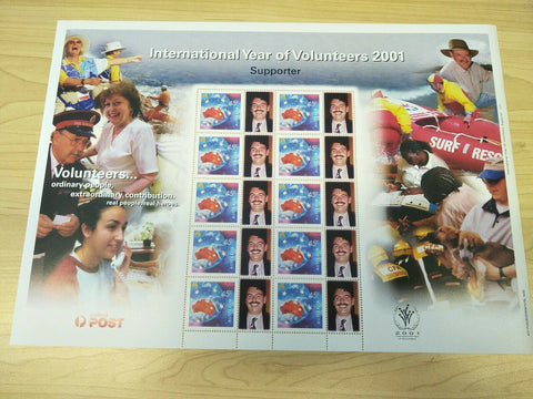 2001 Australian 45c International Year Of Volunteers Personalised Stamp Sheet