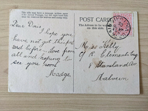 Victoria Australian States Postcard sent Traveling Post Office MG3 to Malvern.