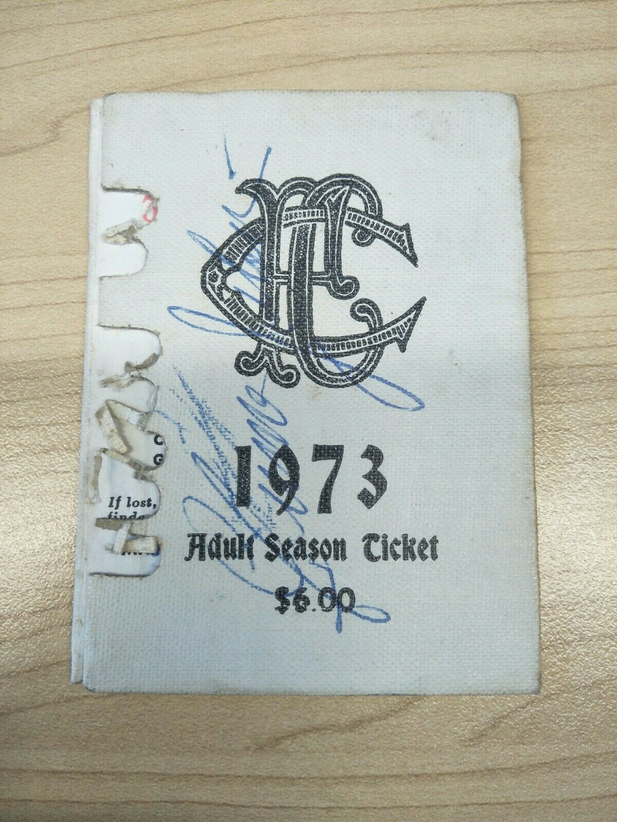 VFL 1973 Collingwood Football Club Season Ticket No. 3677 - Signed By Graeme Jenkin