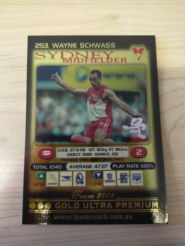 2001 Teamcoach Gold Prize Card Sydney 253 Wayne Schwass