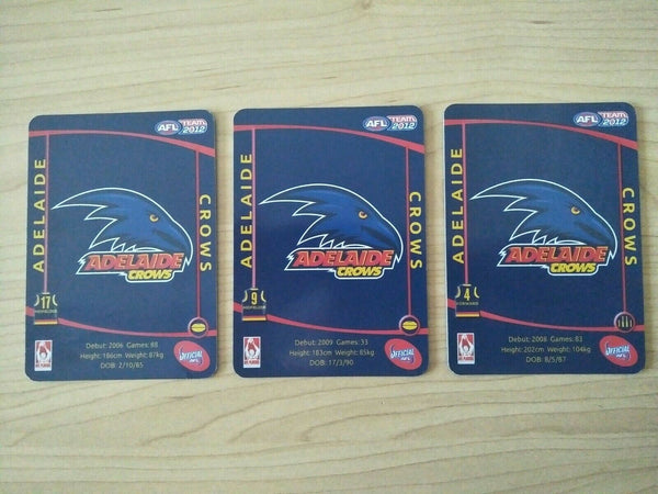 2012 Teamcoach Prize Card Team Set Adelaide Crows - Vince, Sloane, Tippett