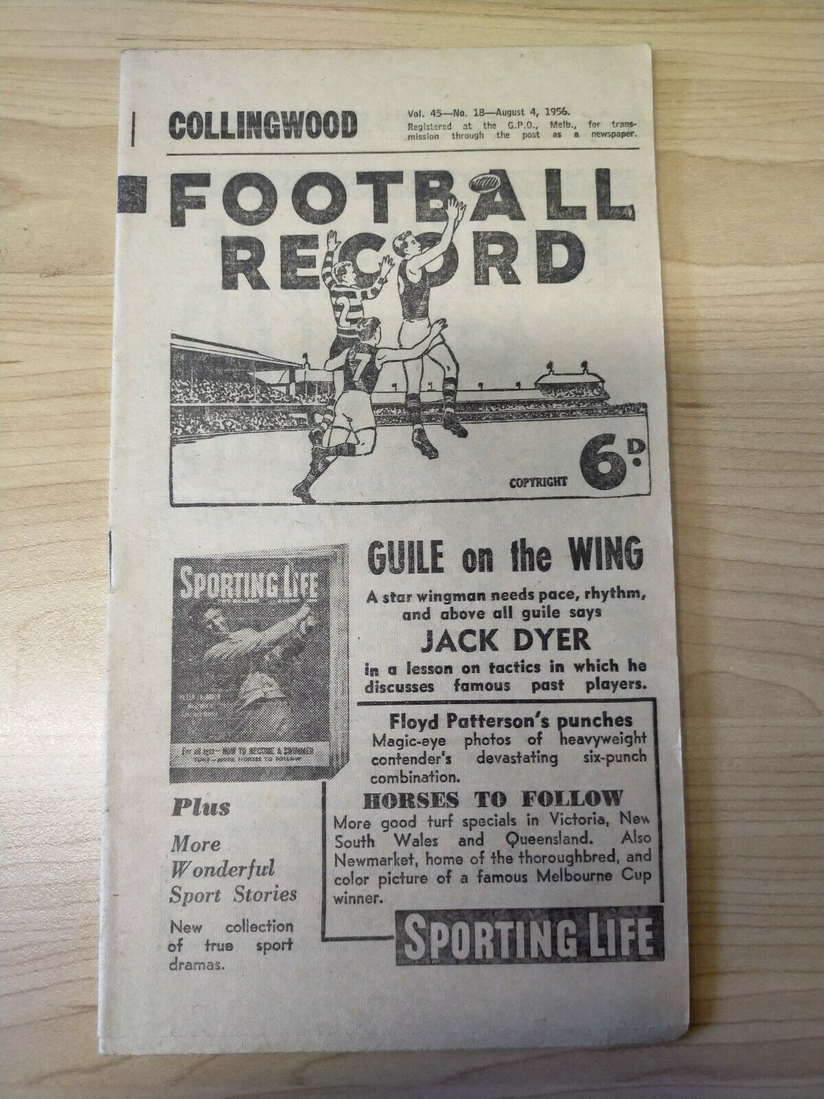 VFL 1956 August 4 Football Record Collingwood v Carlton