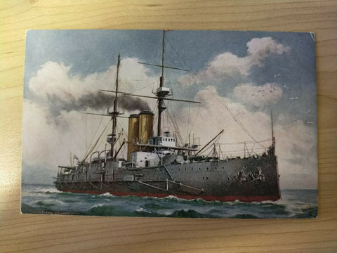 British Tuck's Vintage HMS King Edward VII 'Our Ironclads' Series IV Postcard