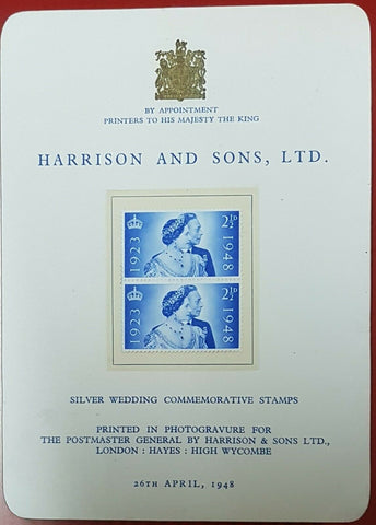 GB Great Britain 1948 Royal Silver Wedding Harrison printers publicity card