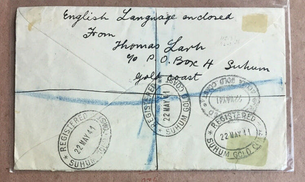 Gold Coast 1941 King George VI Registered Cover Passed By Censor to Liverpool