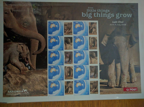 Australia Post 55c Souvenir Sheet - Baby Elephant Luk Chai 2009 Taronga Zoo