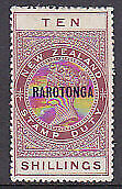 Cook Islands NZ New Zealand overprinted Rarotonga SG 88 10/- Queen Victoria M