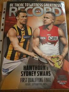 2013 1st Qualifying Final AFL Football Record Hawthorn v Sydney WITH TICKET