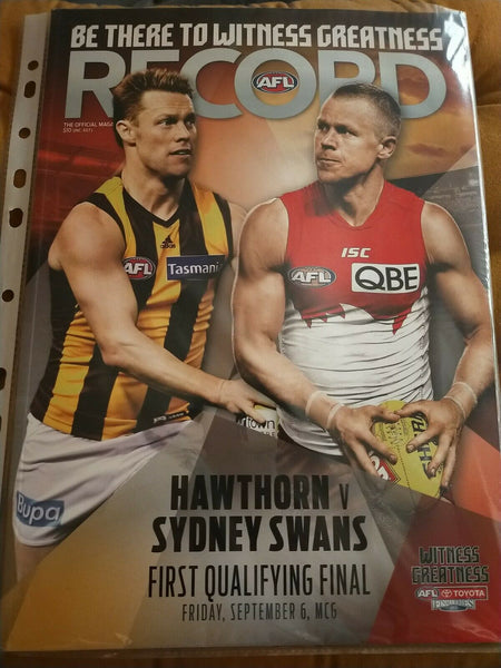 2013 1st Qualifying Final AFL Football Record Hawthorn v Sydney WITH TICKET