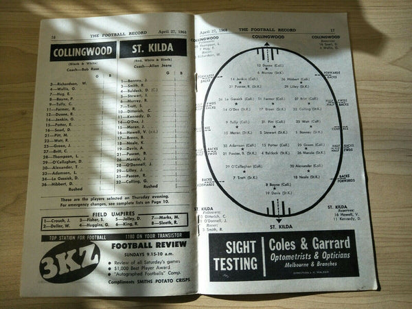 VFL 1968 April 27 Football Record Collingwood v St Kilda