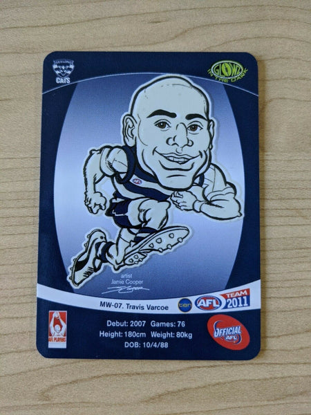 2011 AFL Teamcoach Sample Card MW-07 Travis Varcoe Geelong Cats