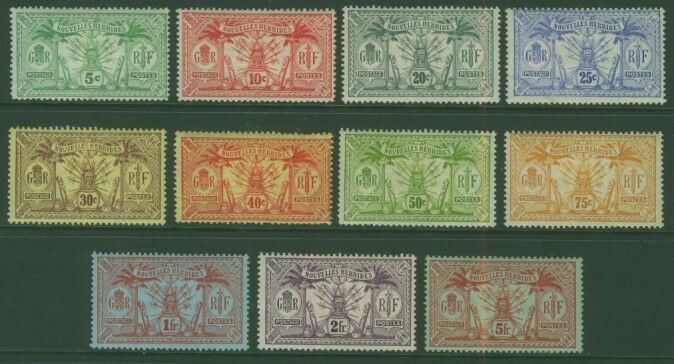 New Hebrides SG F22/32 Set of 11 MH