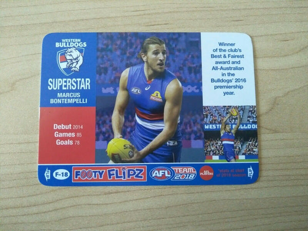 2018 AFL Teamcoach Footy Flipz Card W Bulldogs Marcus Bontempelli/Doug Hawkins
