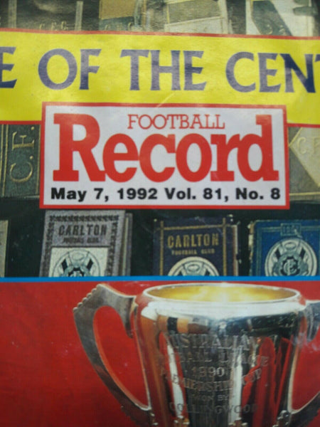 Game Of The Century Football Record May 7th 1992 Vol.81 No.8 Collingwood Vs...