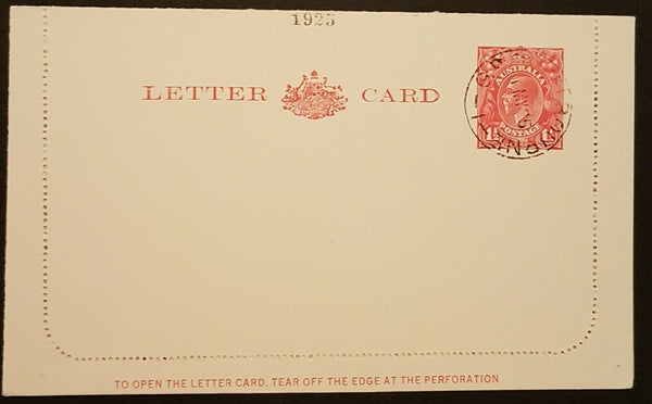 Australia Letter Card 1925 1½d red KGV CTO for UPU archives LC 58 W