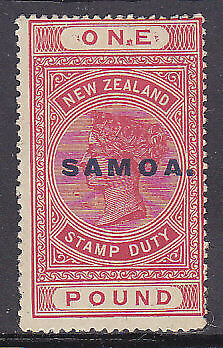 Samoa on New Zealand NZ SG 132 £1 rose-carmine Queen Victoria Mint Hinged