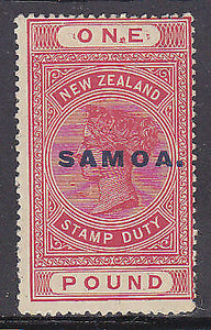 Samoa on New Zealand NZ SG 132 £1 rose-carmine Queen Victoria Mint Hinged