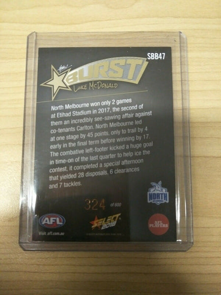 Select 2018 Black Starburst Luke McDonald North Melbourne No. 324/600