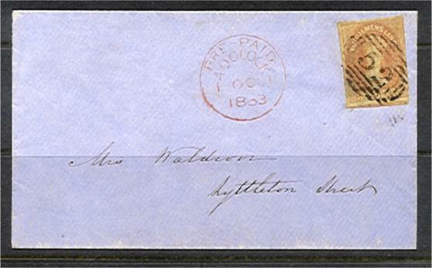 Tasmania Launceston1863 local Cover showing 1d rate and 4 O'clock datestamp