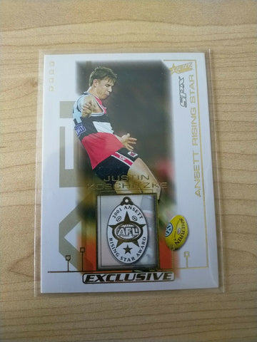 2002 Select SPX Exclusive Gold Medal Card Justin Koschitzke St Kilda MC4