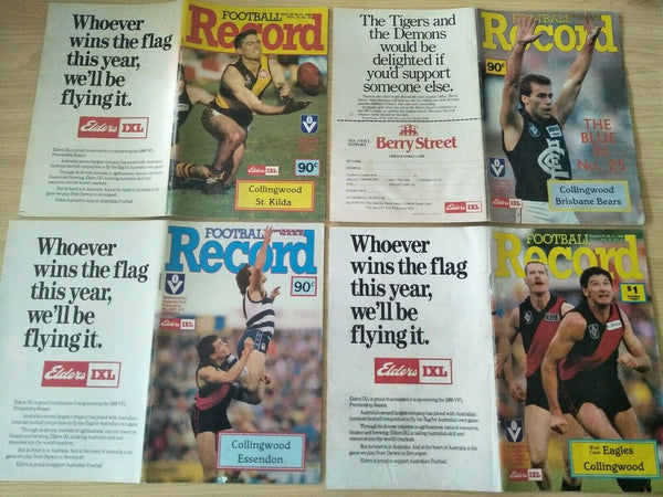 Lot Of 1988 VFL Football Records Collingwood Games x 21