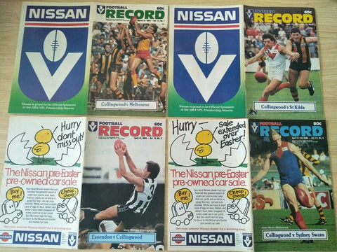 Lot Of 1984 VFL Football Records Collingwood Games x 22