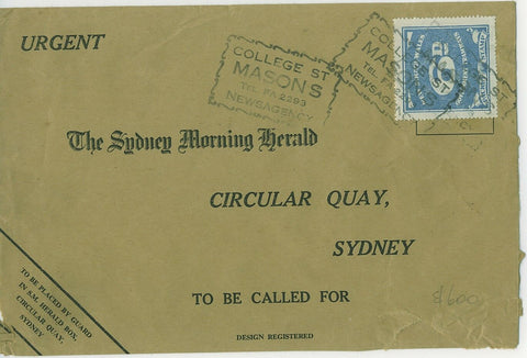 NSW Tramways tram railway Newspaper Stamp on Cover