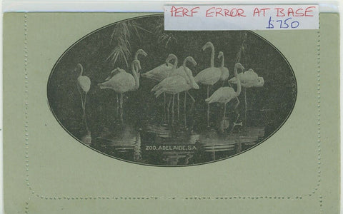 Australia letter card 1d Kangaroo Zoo Adelaide, bird perforation error LC14-142A