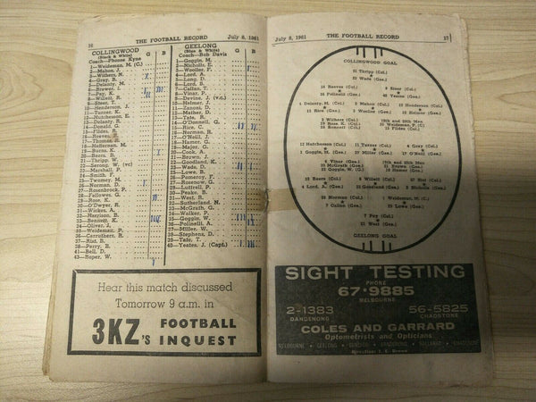 VFL 1961 July 8 Football Record Collingwood v Geelong
