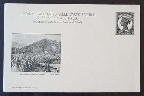 Queensland Post Card, 1½d Cane-field and Selectors Home  HG 11 mint
