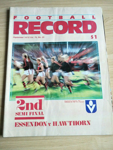 VFL 1985 2nd Semi Final Football Record Hawthorn v Essendon