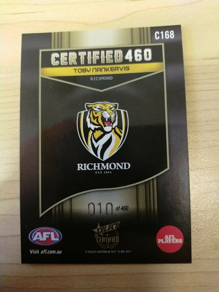 2017 Select Certified 460 Toby Nankervis Richmond LOW NUMBER No.10/460