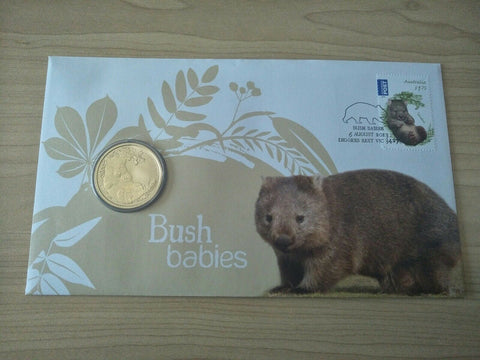 2013 Australian $1 Bush Babies Wombat PNC 1st Day Issue