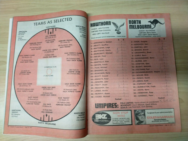 VFL 1975 Lot of Football Records - North Melbourne Premiership Year