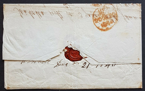 NSW Pre stamp entire Sydney 4 -8-1846 to London with red arrival stamp 20-12-46