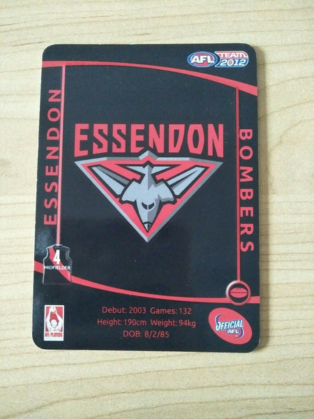 2012 AFL Teamcoach Prize Card Jobe Watson Essendon