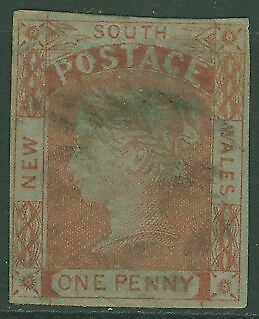 NSW Australian States SG 48 1d brick-red laureate Used