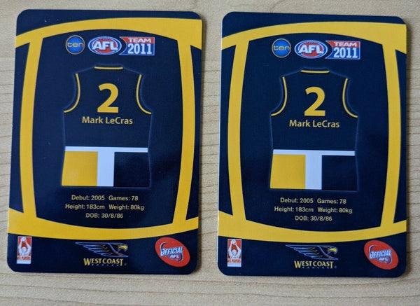 2011 AFL Teamcoach Sample Prize Cards Mark LeCras West Coast Eagles