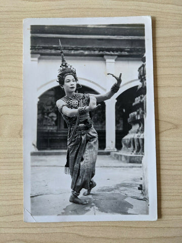 Thailand Postcard 1939 March 3rd Dancing Lady sent to California USA.