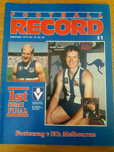 VFL 1985 Football Record Footscray v North Melbourne 1st Semi Final Sept 14th