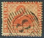 WA Western Australia Australian States SG 41 2d with Rare Accounting Mark on back Swan birds Used