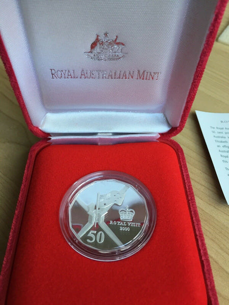 Australia 2000 Royal Australian Mint 50 Cents (Fine Silver) “Royal Visit” Proof.