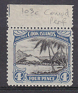 Cook Islands SG 103c 1932 4d Port palm Captain Cook. Compound perf 14 and 13