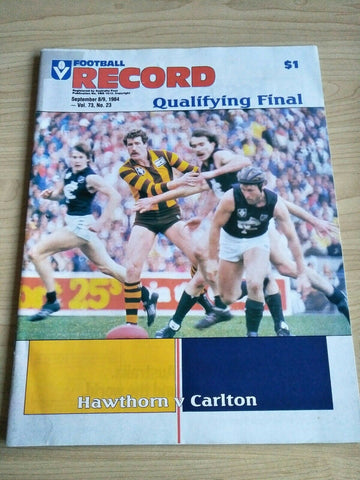 VFL 1984 Qualifying Final Football Record Carlton v Hawthorn